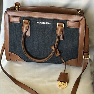 Michael Kors Denim Leather Cross Body Satchel.